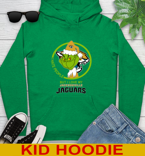 Jacksonville Jaguars NFL Christmas Grinch I Hate People But I Love My Favorite Football Team Youth Hoodie 8