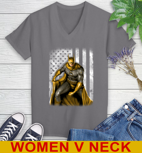 Nashville Predators NHL Hockey Batman DC American Flag Shirt Women's V-Neck T-Shirt 11