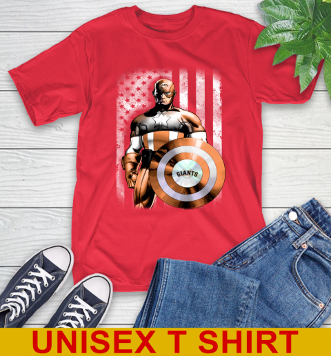 San Francisco Giants MLB Baseball Captain America Marvel Avengers American Flag Shirt T-Shirt 12