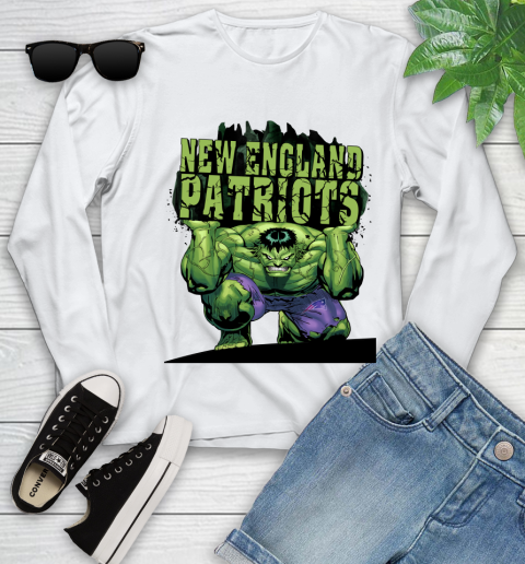 New England Patriots NFL Football Incredible Hulk Marvel Avengers Sports Youth Long Sleeve
