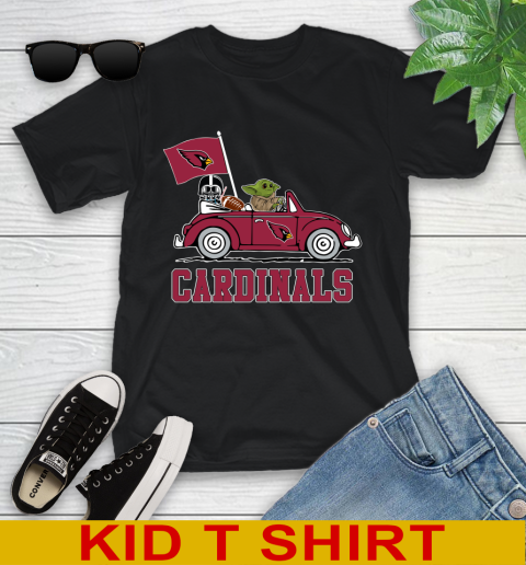 NFL Football Arizona CardinalsDarth Vader Baby Yoda Driving Star Wars Shirt Youth T-Shirt 2