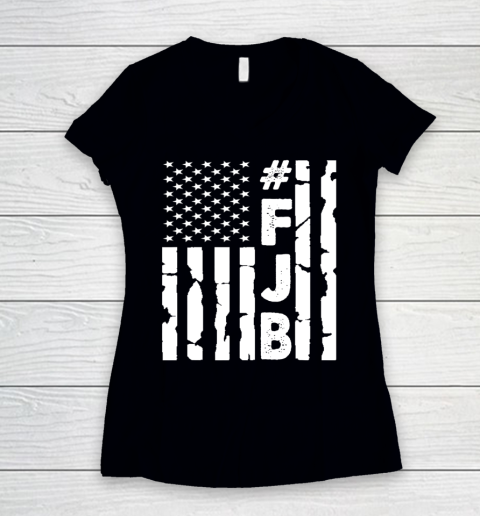 #FJB Pro America Distressed Flag Vintage Fuck Biden FJB Women's V-Neck T-Shirt