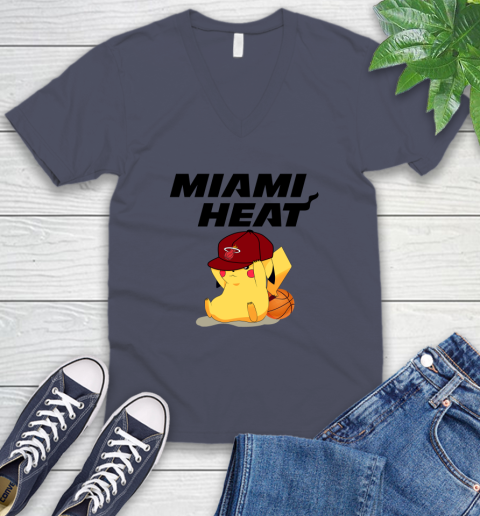 NBA Pikachu Basketball Sports Miami Heat V-Neck T-Shirt 8