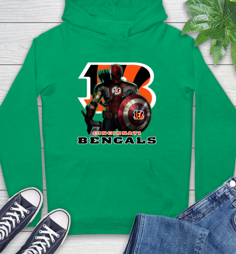 NFL Captain America Thor Spider Man Hawkeye Avengers Endgame Football Cincinnati Bengals Hoodie 8