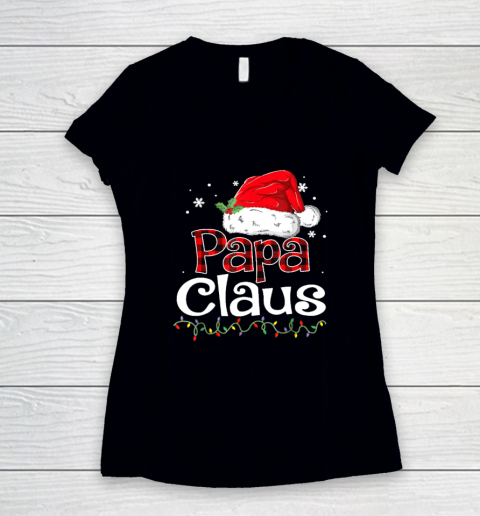 Papa Claus Santa Funny Christmas Pajama Matching Family Women's V-Neck T-Shirt