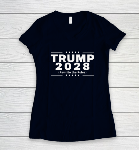 Trump 2028 Rewrite The Rules Women's V-Neck T-Shirt 2