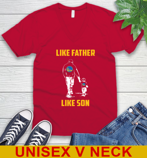 Golden State Warriors NBA Basketball Like Father Like Son Sports V-Neck T-Shirt 6
