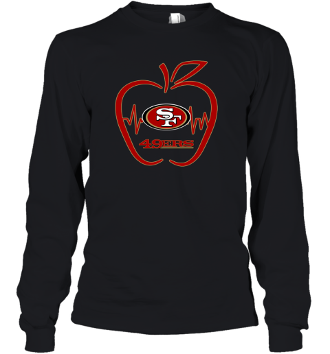 Apple Heartbeat Teacher Symbol San Francisco 49ers Youth Long Sleeve