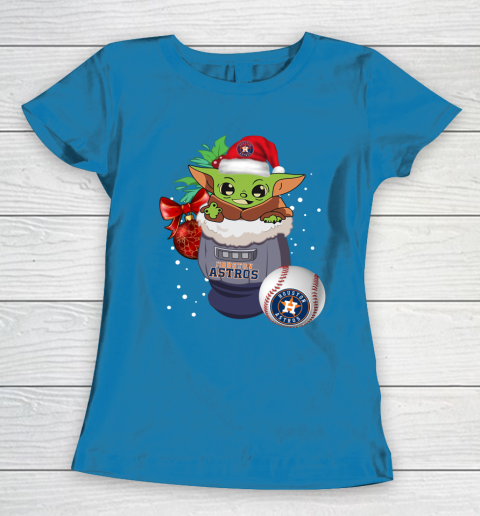 Houston Astros Christmas Baby Yoda Star Wars Funny Happy MLB Women's T-Shirt 7