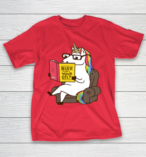 Unicorn Shirt Believe in Yourself Motivational Book Lover T-Shirt 10