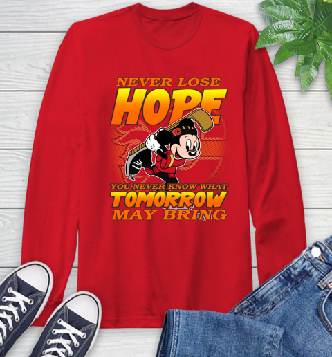 Calgary Flames NHL Hockey ootball Mickey Disney Never Lose Hope Long Sleeve T-Shirt 11