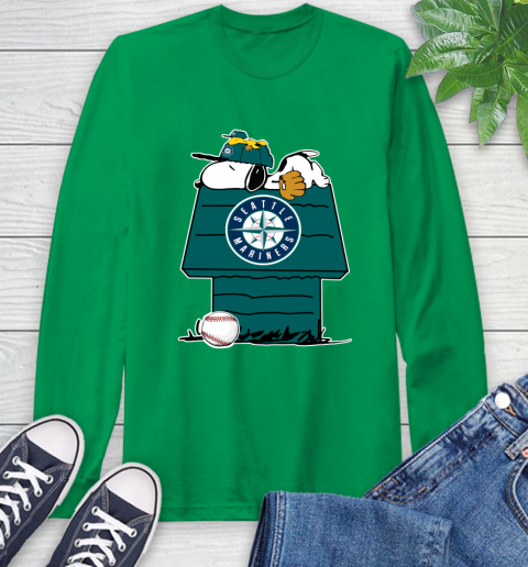 MLB Seattle Mariners Snoopy Woodstock The Peanuts Movie Baseball T Shirt Long Sleeve T-Shirt 7