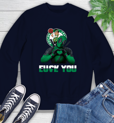 NBA Boston Celtics Deadpool Love You Fuck You Basketball Sports Sweatshirt 2