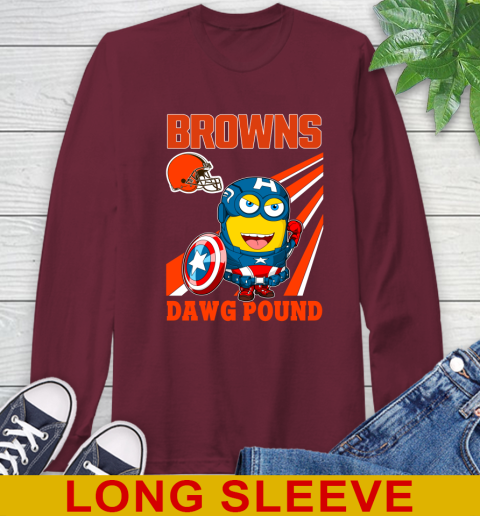 NFL Football Cleveland Browns Captain America Marvel Avengers Minion Shirt Long Sleeve T-Shirt 7