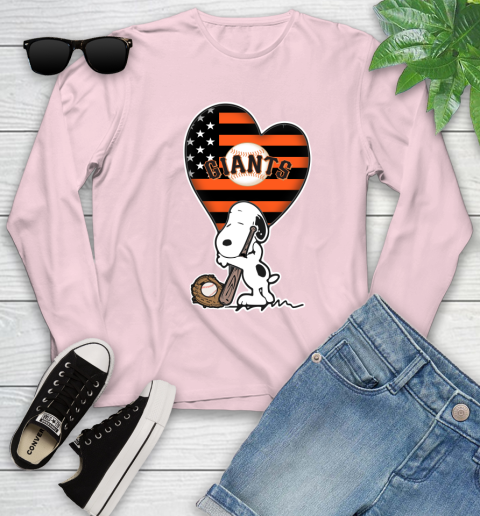 San Francisco Giants MLB Baseball The Peanuts Movie Adorable Snoopy Youth Long Sleeve 10