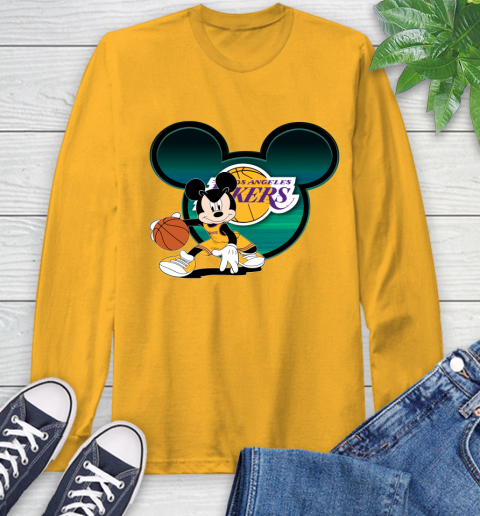 NBA Los Angeles Lakers Mickey Mouse Disney Basketball Long Sleeve T-Shirt 3