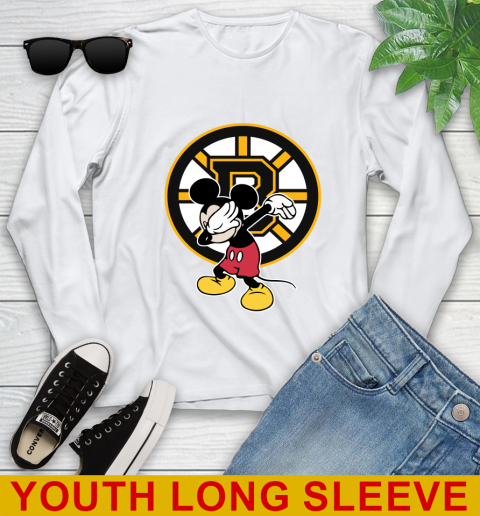 Boston Bruins NHL Hockey Dabbing Mickey Disney Sports Youth Long Sleeve