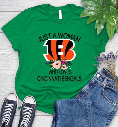 NFL Just A Woman Who Loves Cincinnati Bengals Football Sports Women's T-Shirt 4