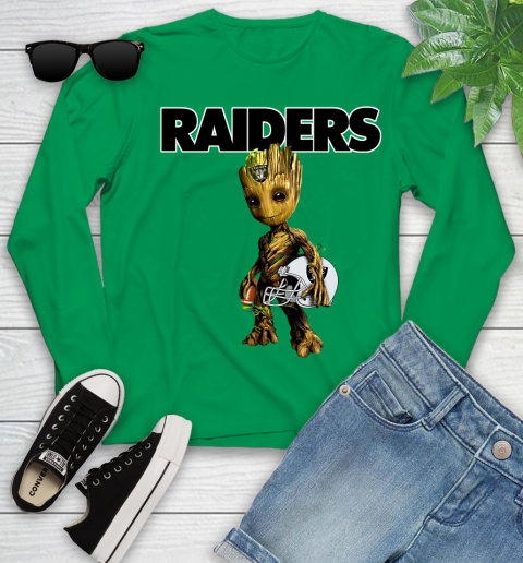 Oakland Raiders NFL Football Groot Marvel Guardians Of The Galaxy Youth Long Sleeve 6