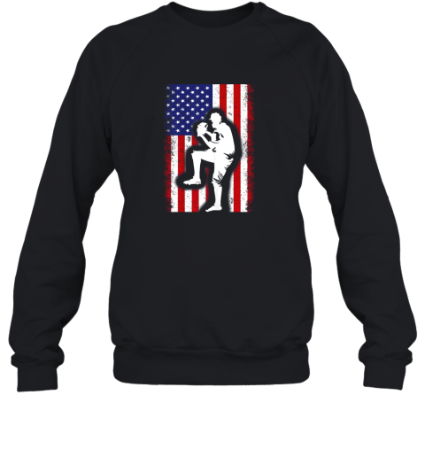 Vintage USA American Flag Baseball Player Team Gift Sweatshirt