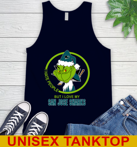 San Jose Sharks NHL Christmas Grinch I Hate People But I Love My Favorite Hockey Team Tank Top 3