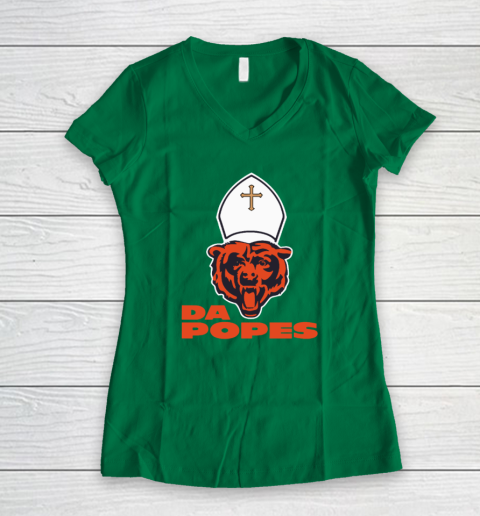 Chicago Bears Da Popes Women's V-Neck T-Shirt 3