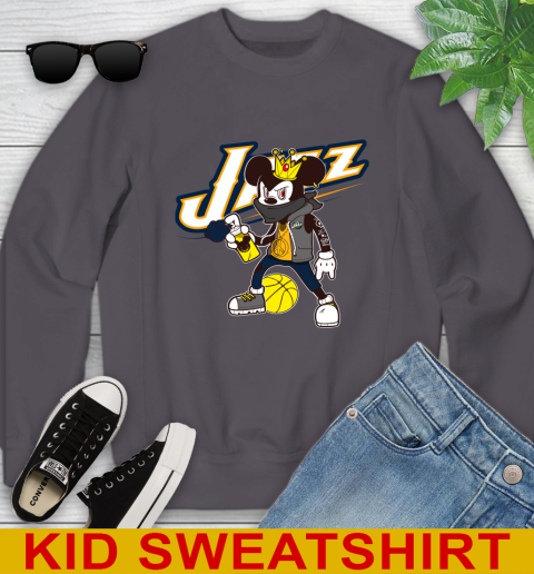 Utah Jazz NBA Basketball Mickey Peace Sign Sports Youth Sweatshirt 6