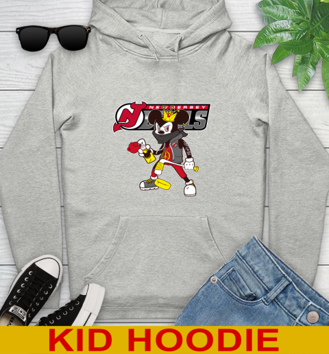 New Jersey Devils NHL Hockey Mickey Peace Sign Sports Youth Hoodie