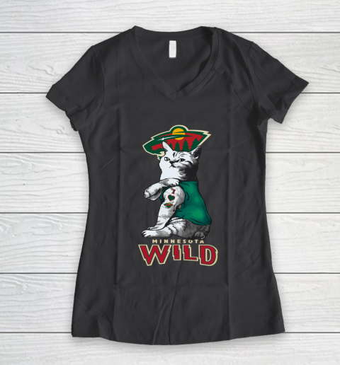 NHL My Cat Loves Minnesota Wild Hockey Women's V-Neck T-Shirt 6