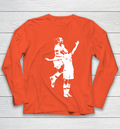 Megan Rapinoe and Alex Morgan Victory Pose  The White Stencil Youth Long Sleeve 3