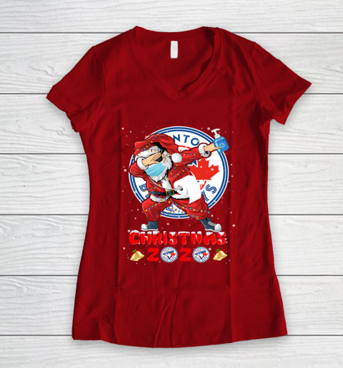 Toronto Blue Jays Funny Santa Claus Dabbing Christmas 2020 MLB Women's V-Neck T-Shirt 8