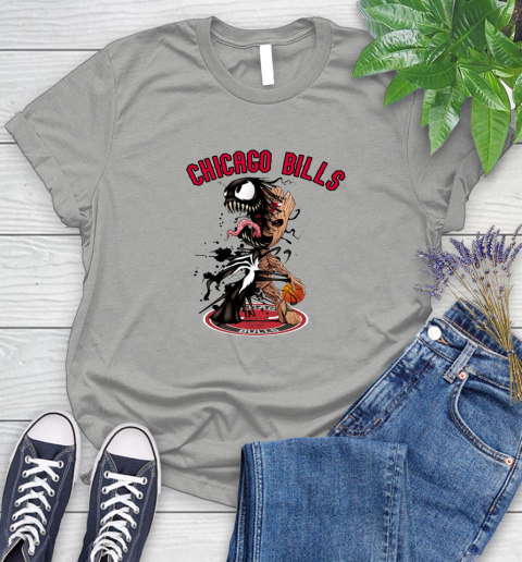 NBA Chicago Bulls Basketball Venom Groot Guardians Of The Galaxy Women's T-Shirt 10