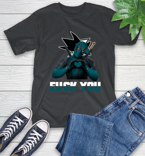 NHL San Jose Sharks Deadpool Love You Fuck You Hockey Sports T-Shirt