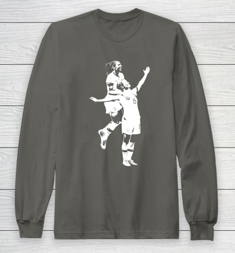 Megan Rapinoe and Alex Morgan Victory Pose  The White Stencil Long Sleeve T-Shirt 5