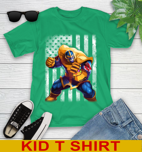 MLB Baseball Boston Red Sox Thanos Marvel American Flag Shirt Youth T-Shirt 7
