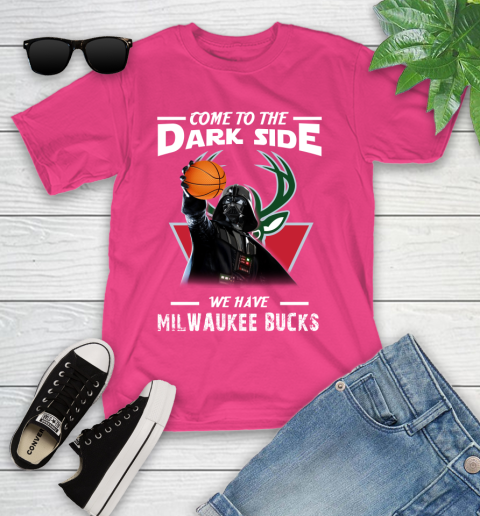 NBA Come To The Dark Side We Have Milwaukee Bucks Star Wars Darth Vader Basketball Youth T-Shirt 11