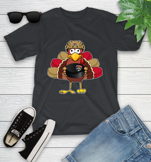 Florida Panthers Turkey Thanksgiving Day Youth T-Shirt 2