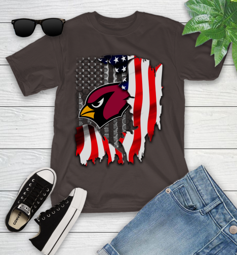 Arizona Cardinals NFL Football American Flag Youth T-Shirt 7