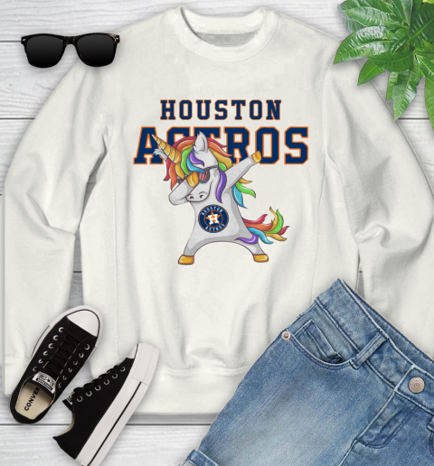 Houston Astros MLB Baseball Funny Unicorn Dabbing Sports Youth Sweatshirt