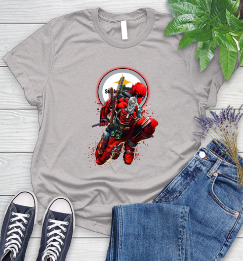 NFL Deadpool Marvel Comics Sports Football Pittsburgh Steelers Women's T-Shirt 10