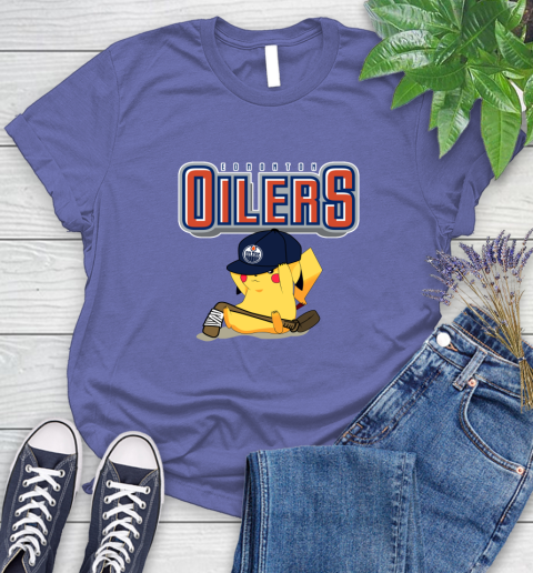 NHL Pikachu Hockey Sports Edmonton Oilers Women's T-Shirt 11