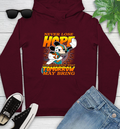 Miami Dolphins NFL Football Mickey Disney Never Lose Hope Youth Hoodie 7