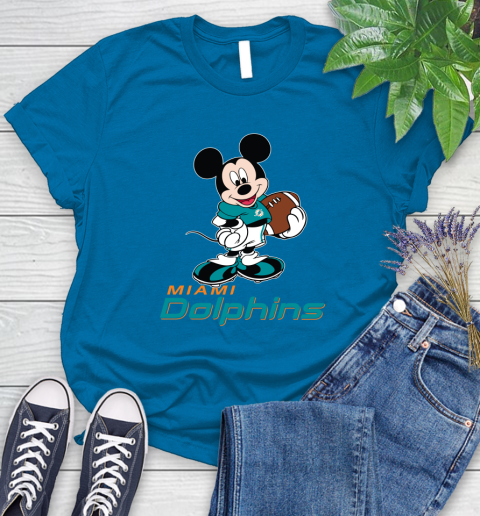 NFL Football Miami Dolphins Cheerful Mickey Mouse Shirt Women's T-Shirt 8