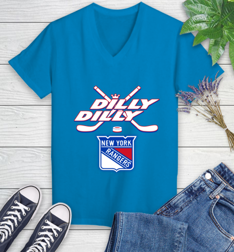 NHL New York Rangers Dilly Dilly Hockey Sports Women's V-Neck T-Shirt 7