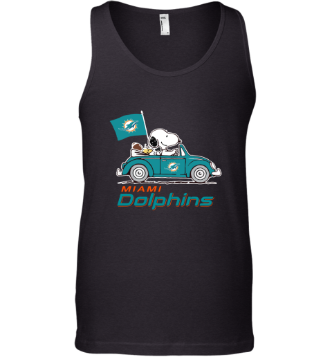 Snoopy And Woodstock Ride The Miami Dolphins Car NFL Tank Top
