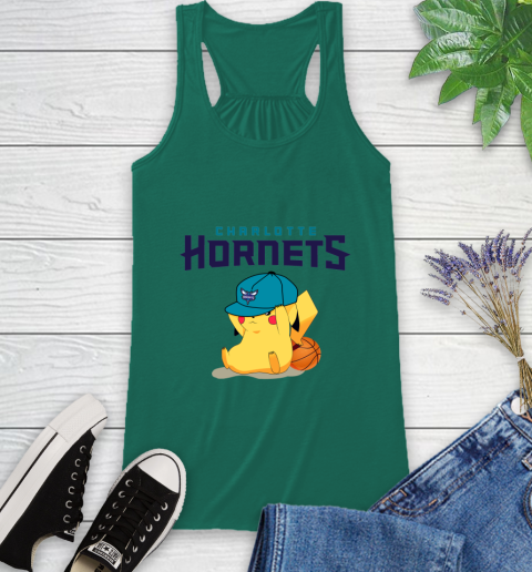 NBA Pikachu Basketball Sports Charlotte Hornets Racerback Tank 7