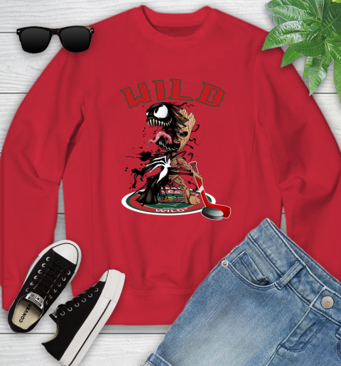NHL Minnesota Wild Hockey Venom Groot Guardians Of The Galaxy Youth Sweatshirt 9