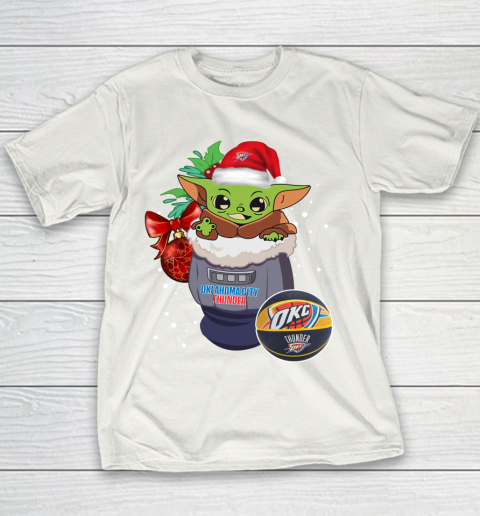 Oklahoma City Thunder Christmas Baby Yoda Star Wars Funny Happy NBA Youth T-Shirt 3