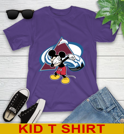 Colorado Avalanche NHL Hockey Dabbing Mickey Disney Sports Youth T-Shirt 4