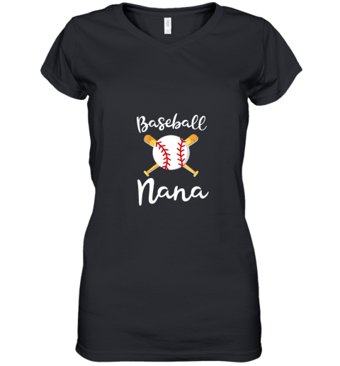 Womens Baseball Nana Game Day Gift Grandsons Ball Game Fan Women's V-Neck T-Shirt